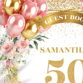 Schönes 50. Geburtstag Gästebuch Pink Heelses Boho