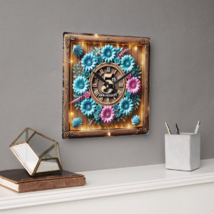 Schönes 5. Hochzeitstag Quadratische Wanduhr