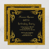 Schönes 60. Geburtstagsparty Gold Black Einladung (Vorne/Hinten)