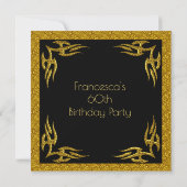 Schönes 60. Geburtstagsparty Gold Black Einladung (Rückseite)