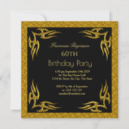 Schönes 60. Geburtstagsparty Gold Black Einladung