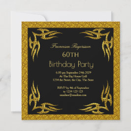 Schönes 60. Geburtstagsparty Gold Black Einladung