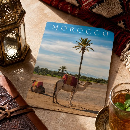 Schönes Abenteuer in der Camel-Wüste von Marrakech Feiertagspostkarte