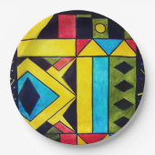 Schönes abstraktes Design in Dreiecken und Quadrat Pappteller (Vorderseite)