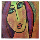 Schönes Abstraktes digitales Gemälde einer Frau Fliese (Vorderseite)