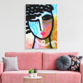 Schönes Abstraktes digitales Portrait einer Frau Leinwanddruck (Insitu (Wohnzimmer))