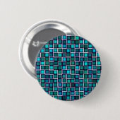 Schönes Abstraktes Fliesenmuster in Blau Button (Vorne & Hinten)
