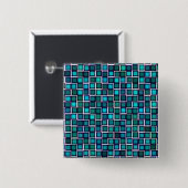 Schönes Abstraktes Fliesenmuster in Blau Button (Vorne & Hinten)