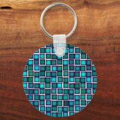 Schönes Abstraktes Fliesenmuster in Blau Schlüsselanhänger (Vorderseite)