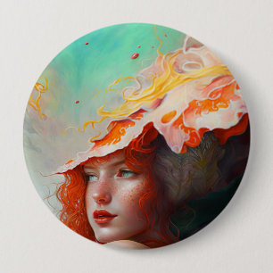 Schönes Abstraktes RothaargingGirl Button
