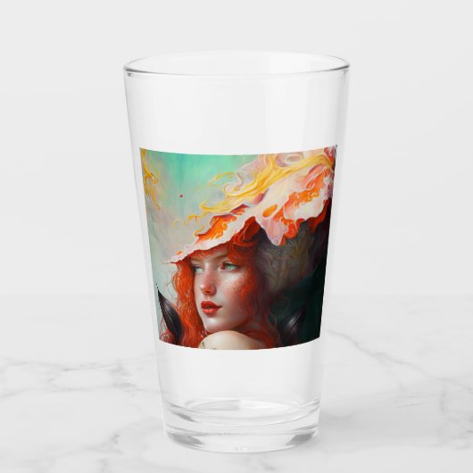 Schönes Abstraktes RothaargingGirl Glas (Vorderseite)