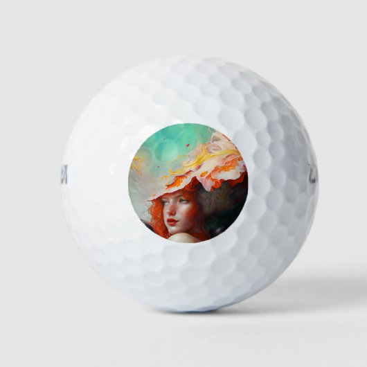 Schönes Abstraktes RothaargingGirl Golfball (Vorderseite)