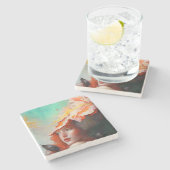 Schönes Abstraktes RothaargingGirl Steinuntersetzer (Seitenansicht)