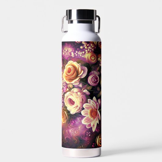 Schönes Acryl-Blume-Muster Wasserflasche Trinkflasche (Vorne)