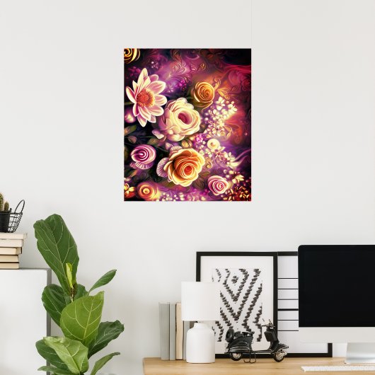 Schönes Acrylic Blume Pattern Poster (Heimbüro)