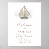 Schönes Adventure White Baby Dusche Willkommen Poster (Vorne)