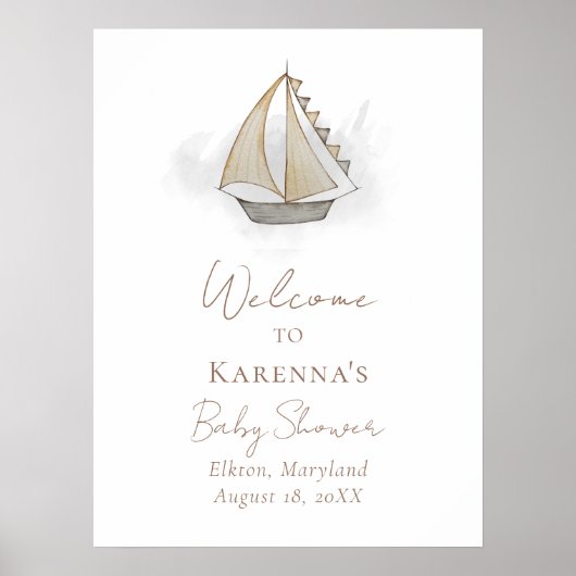 Schönes Adventure White Baby Dusche Willkommen Poster (Vorne)