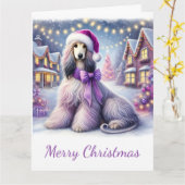 Schönes afghanisches Hund im Weihnachtsdorf Karte (Gelbe Blume)