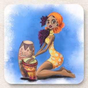 Schönes African Drummer Girl - Happy Music Party Getränkeuntersetzer