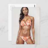 Schönes afrikanisches Bikini-Modell in Peach Postkarte (Vorne/Hinten)
