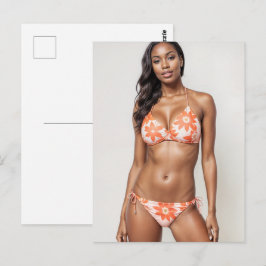 Schönes afrikanisches Bikini-Modell in Peach Postkarte