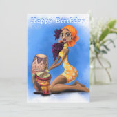 Schönes afrikanisches Drummer Girl - Happy Birthda (Stehend Vorderseite)