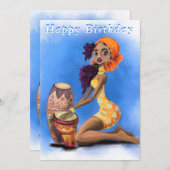 Schönes afrikanisches Drummer Girl - Happy Birthda (Vorne/Hinten)