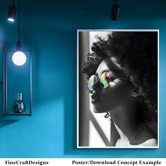 Schönes afrikanisches Frauenprofil, Schwarz & Weiß Poster