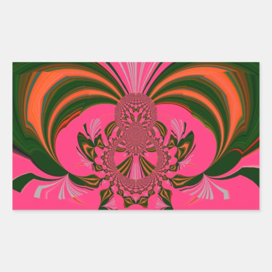 Schönes afrikanisches Hot Pink Rot Golden Green Rechteckiger Aufkleber (Vorderseite)