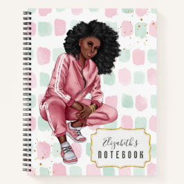 Schönes afro-amerikanisches Pink-School-Notebook Notizblock