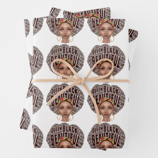 Schönes afrozentrisches schwarzes Wrapping Paper  Geschenkpapier Set (Beispiel)
