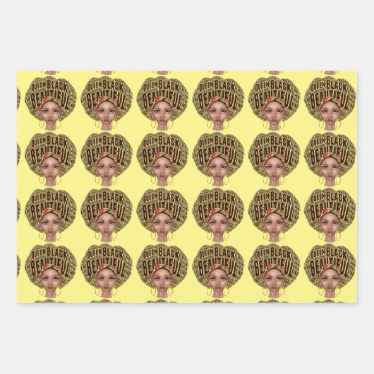 Schönes afrozentrisches schwarzes Wrapping Paper  Geschenkpapier Set (Vorderseite 3)
