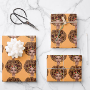 Schönes afrozentrisches schwarzes Wrapping Paper  Geschenkpapier Set