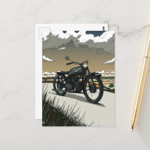 Schönes altes Vintages Motorrad Postkarte