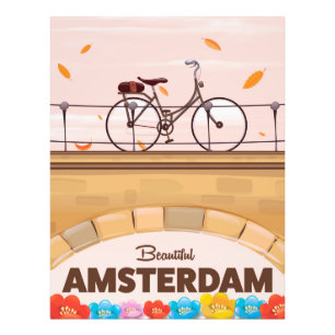 Schönes Amsterdam Radreiseplakat. Fotodruck