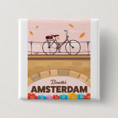 Schönes Amsterdamer Fahrradplakat. Button (Vorderseite)