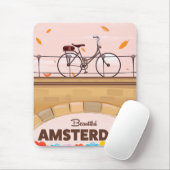 Schönes Amsterdamer Fahrradplakat. Mousepad (Mit Mouse)