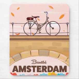 Schönes Amsterdamer Fahrradplakat. Mousepad