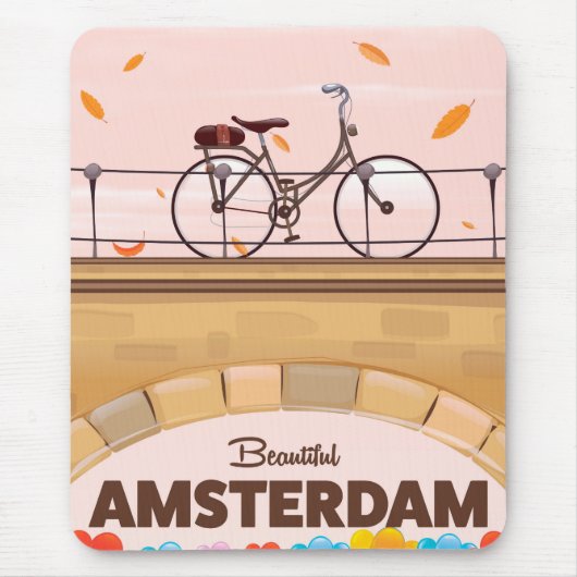 Schönes Amsterdamer Fahrradplakat. Mousepad (Vorne)