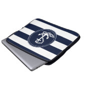 Schönes Anchor Symbol Blau und Weiße Streifen Laptopschutzhülle (Vorne Knopf)