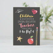 Schönes Angebot für Flüge - Lehrer für besondere B Dankeskarte (Stehend Vorderseite)