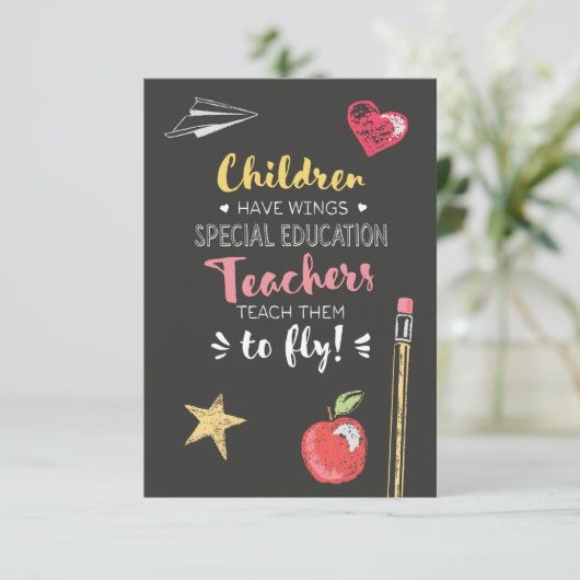 Schönes Angebot für Flüge - Lehrer für besondere B Dankeskarte (Stehend Vorderseite)