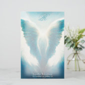 Schönes Angel Wings Monogram Stationery Briefpapier (Stehend Vorderseite)