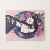 Schönes Anime Girl gekrönt mit Blume Puzzle (Horizontal)
