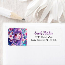 Schönes Anime Girl mit Lila Haar