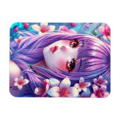 Schönes Anime Girl mit Lila Haar Magnet (Horizontal)