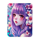 Schönes Anime Girl mit Lila Haar Magnet (Vertikal)