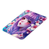 Schönes Anime Girl mit Lila Haar Magnet (Linke Seite)