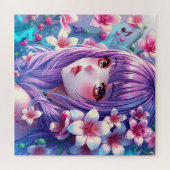 Schönes Anime Girl mit Lila Haar Puzzle (Horizontal)