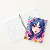 Schönes Anime Girl und Blume Notizblock (Innenseite)